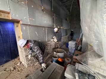 서울 어울림체육센터 건립공사(장기2차) 벽돌쌓기 작업