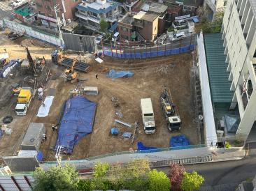 구립 노인종합복지타운 건립공사 (건축,토목,조경,기계) (장기계속) 전경사진 및 철근 반입