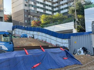 구립 노인종합복지타운 건립공사 (건축,토목,조경,기계) (장기계속) 방음패드 설치 전경